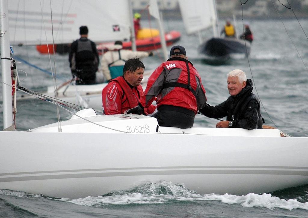 British yachtsman Robert Campbell at the helm of Indulgeance - Prince Philip Cup Australasian Dragon Class Championship 2015. © David Staley - copyright